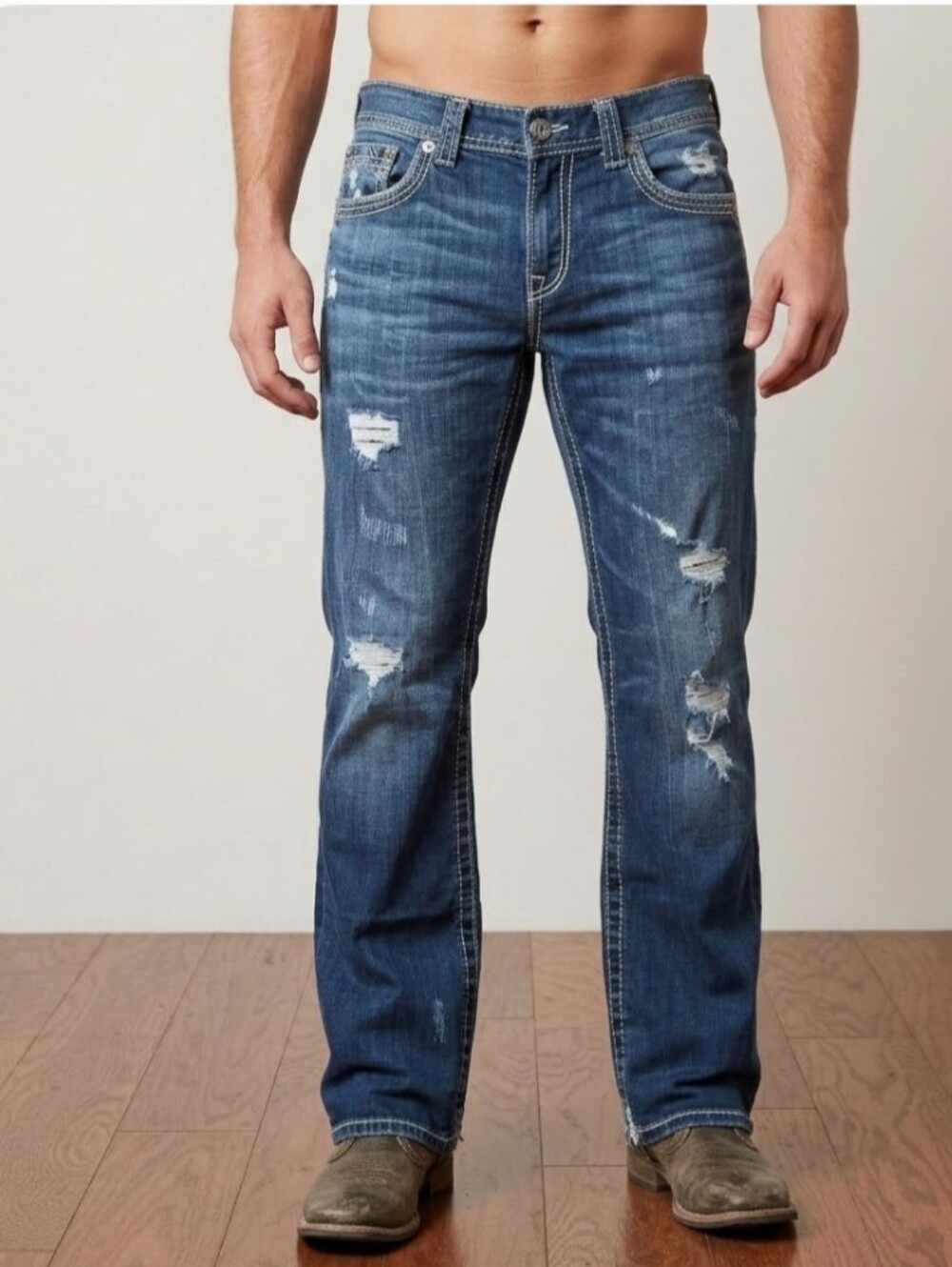 🔥Buckle Black Men's Distressed Denim Jeans - Classic Straight Fit Sz 31x32